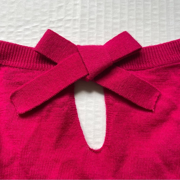 Massimo Dutti Pink Wool-Cashmere Front Pockets V-neck Back Keyhole Bow Sweater - Picture 5 of 13